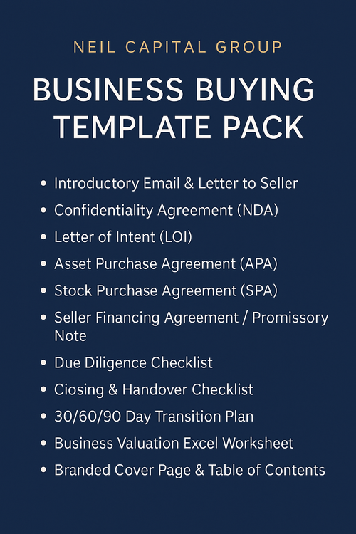 Business Buying Template Pack – Editable Legal & Financial Templates (Word, Excel, PDF)